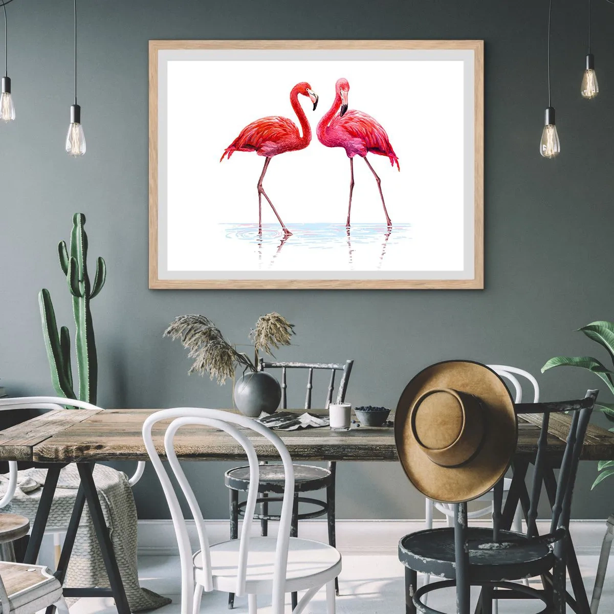 Affisch i ram av ljusek - Rosa rendez-vous - 70x50 cm