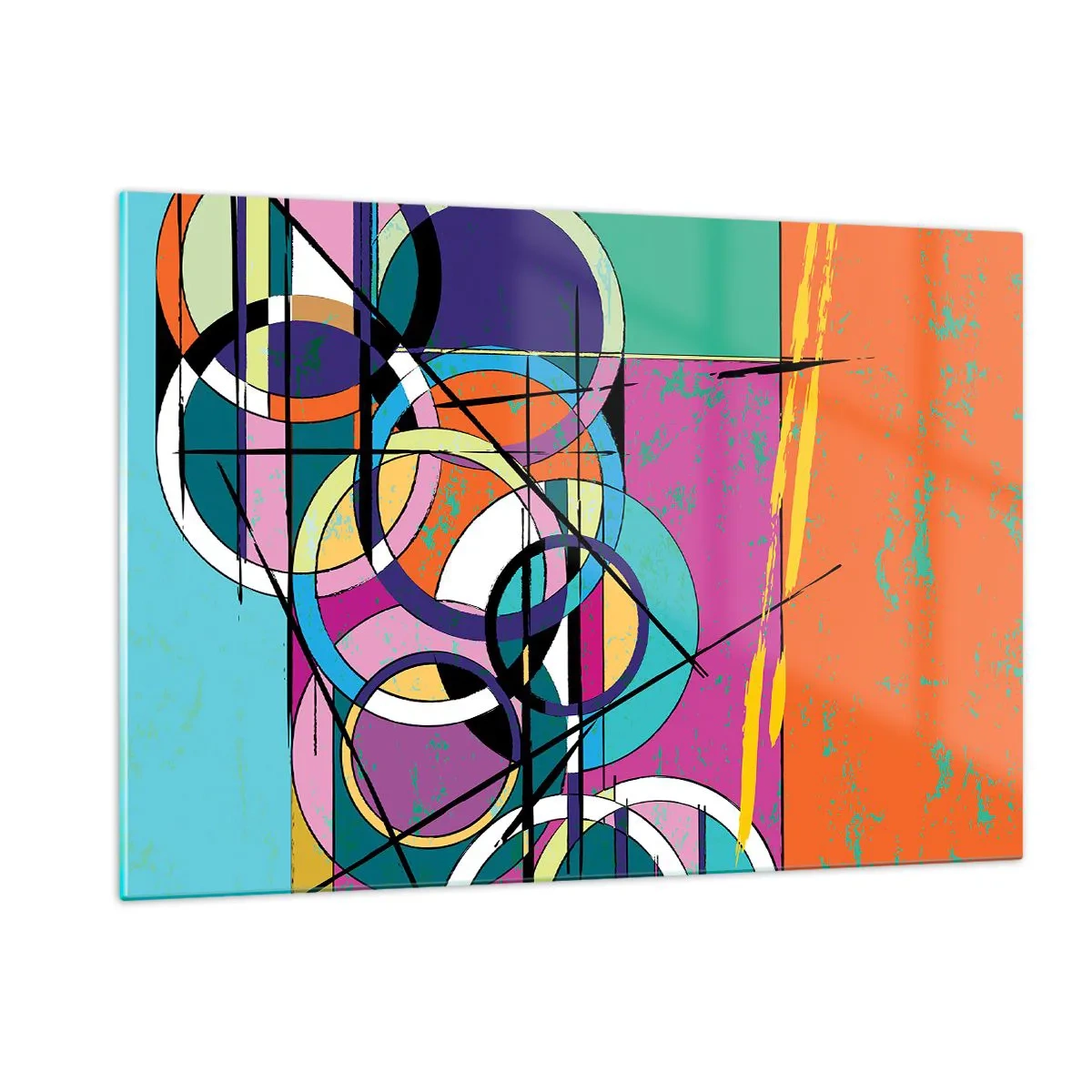 Glastavla - Bild på glas - Hjul efter hjul - 120x80 cm