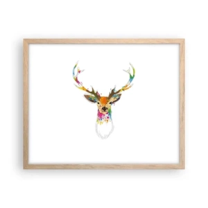 Affisch i ram av ljusek - Hjort badar i färg - 50x40 cm