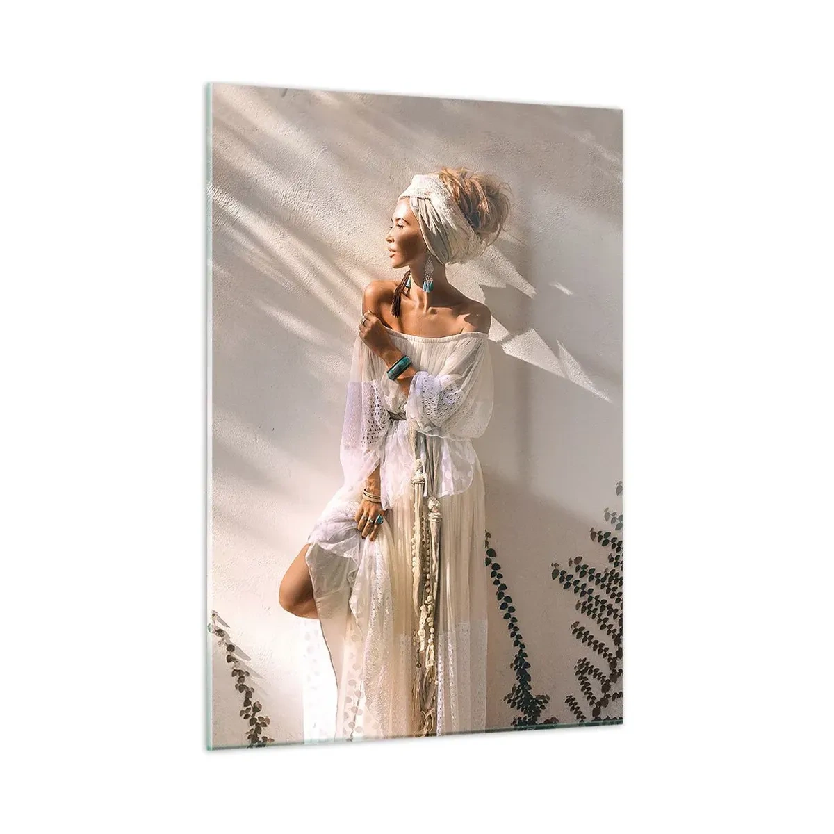 Glastavla - Bild på glas - Solen och flickan - 50x70 cm