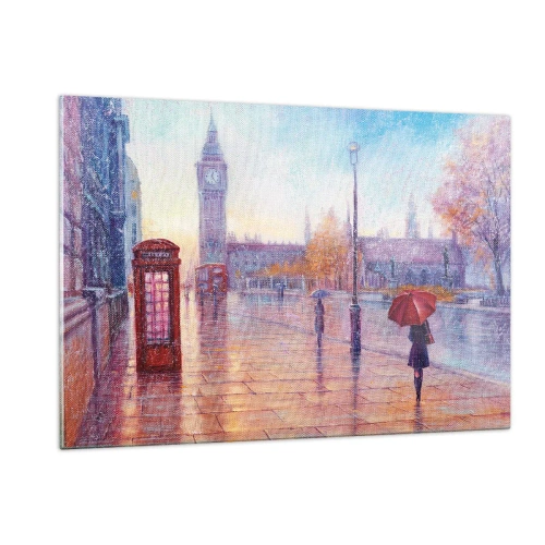 Glastavla - Bild på glas - Höstdag i London - 120x80 cm
