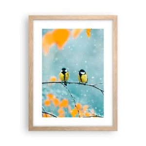Affisch i ram av ljusek - Fåglarnas skvaller - 30x40 cm