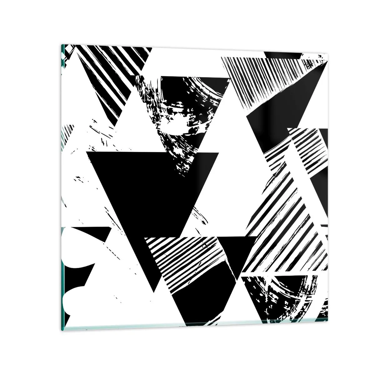 Glastavla - Bild på glas - Det regnar trianglar - 40x40 cm