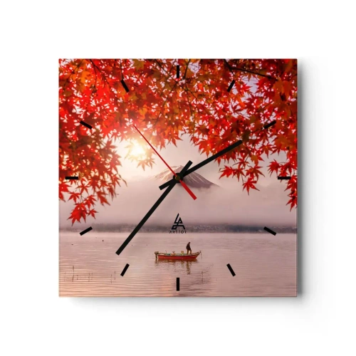 Väggklocka - Klocka på glas - I japansk stämning - 40x40 cm