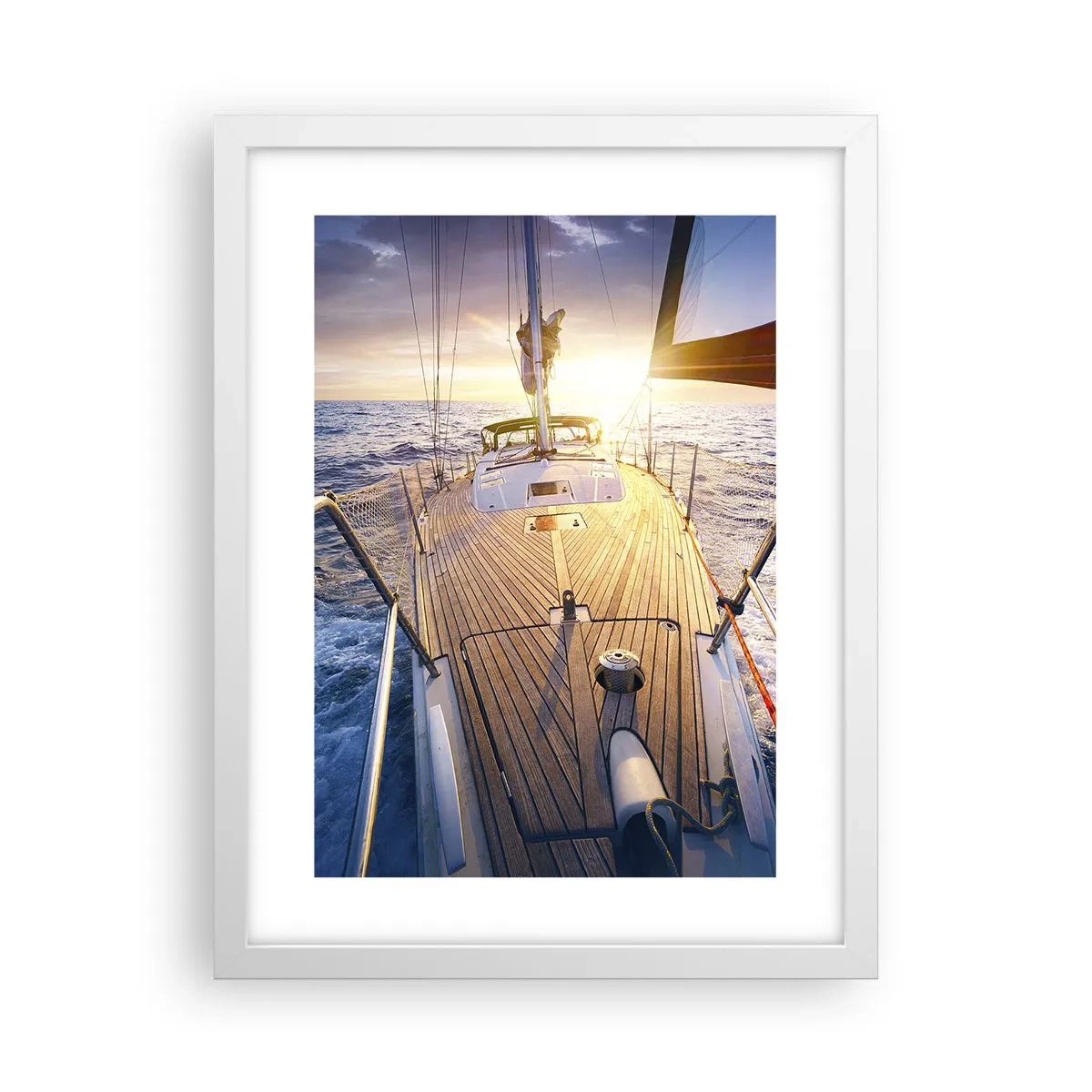 Affisch i vit ram - Springa på vågorna - 30x40 cm