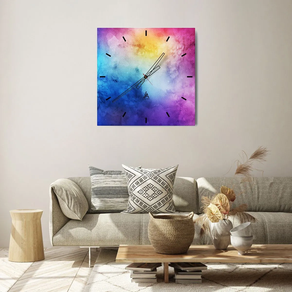 Väggklocka - Klocka på glas - Nästan i sjunde himlen - 40x40 cm