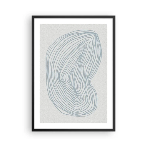 Affisch i svart ram - En minimalistisk abstraktion med ett linjärt mönster i nyanser av blått. - 50x70cm - Droppens leende - Modern väggdekoration för vardagsrum och sovrum ARTTOR