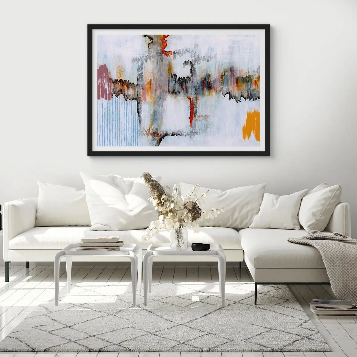 Affisch i svart ram - Med pinne på vatten - 100x70 cm