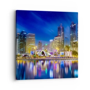 Canvastavla - Bild på duk - Metropolens regnbågsnatt - 30x30 cm