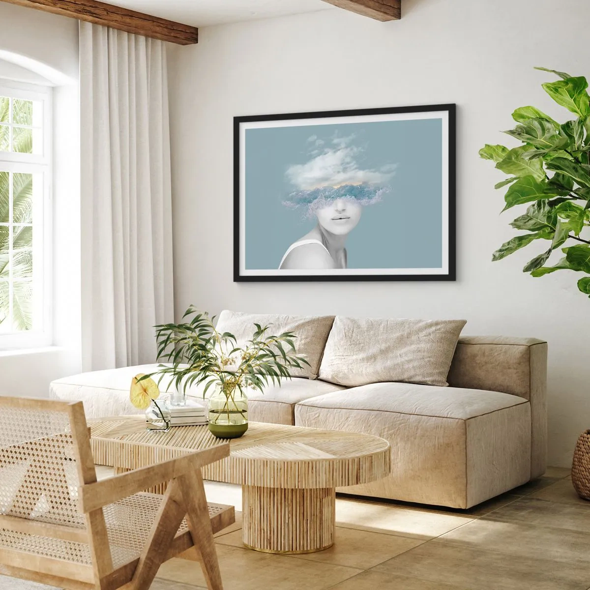 Affisch i svart ram - Med huvudet i molnen - 70x50 cm