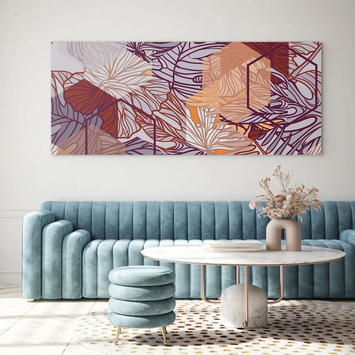 Glastavla - Bild på glas - Ett möjligt förhållande mellan geometrin och naturen - 140x50 cm