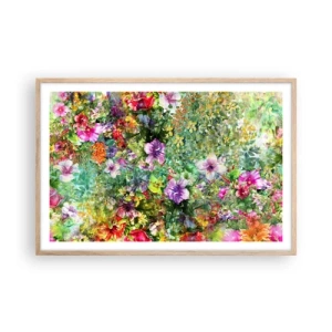 Affisch i ram av ljusek - Ta en dopp i blommorna - 91x61 cm