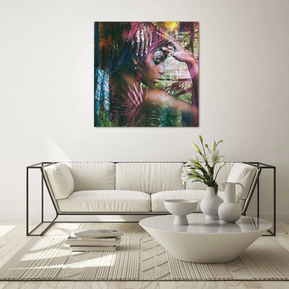 Glastavla - Bild på glas - Moder Naturen i djungeln - 40x40 cm