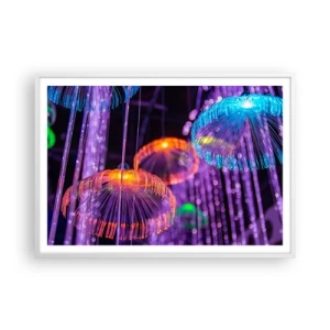 Affisch i vit ram - Lysande fontän - 100x70 cm