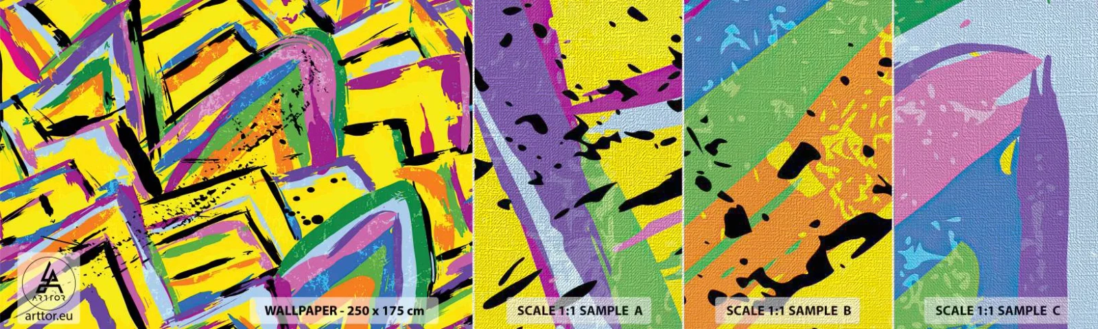 Provbit av fototapet Premium Canvas - Skriker av glädje - Abstraktion, Bit, Målning - 100x30 cm