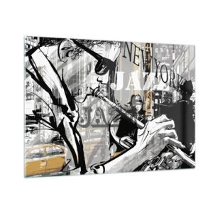Glastavla - Bild på glas - I New Yorks rytm - 100x70 cm