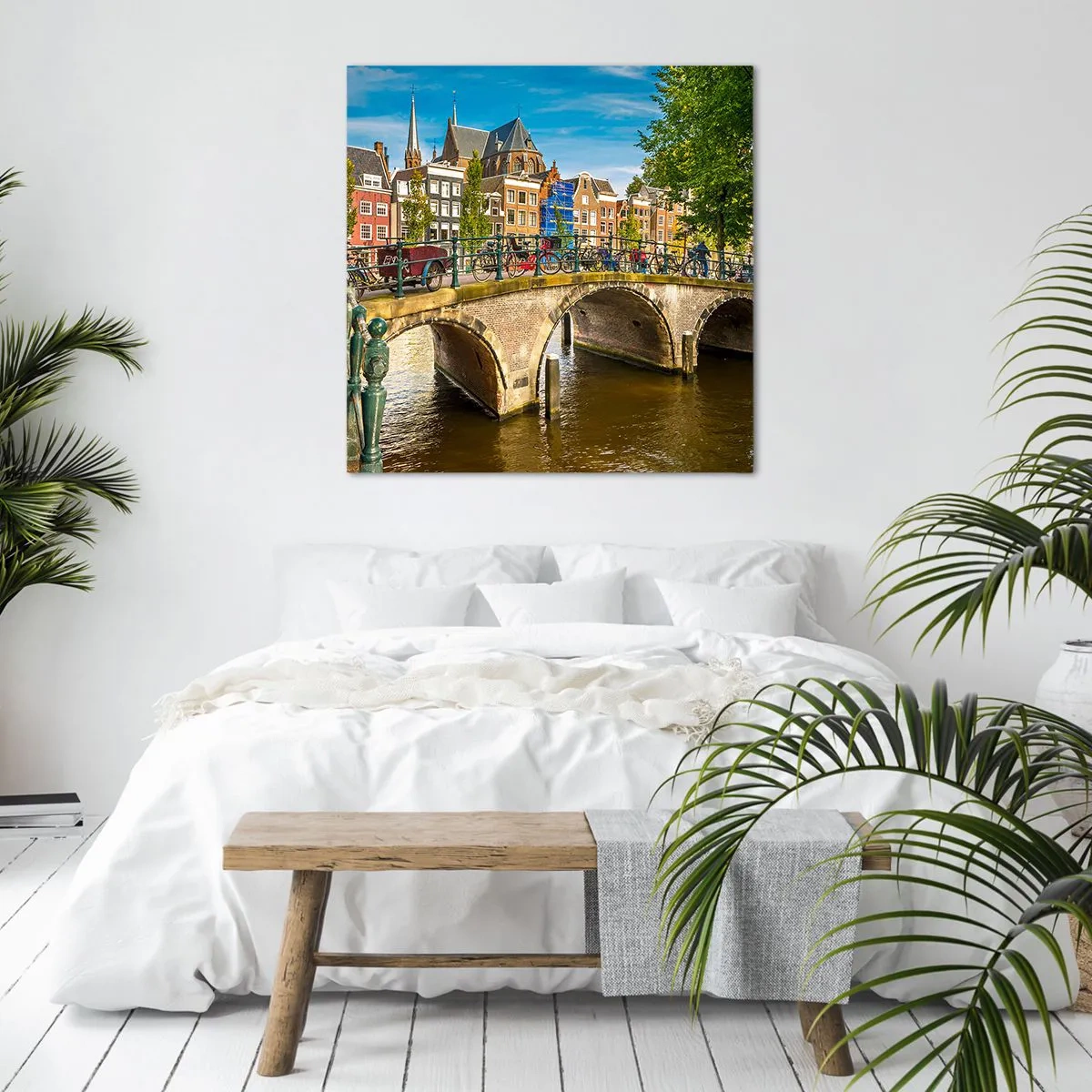 Canvastavla - Bild på duk - Vår vid kanalen - 70x70 cm