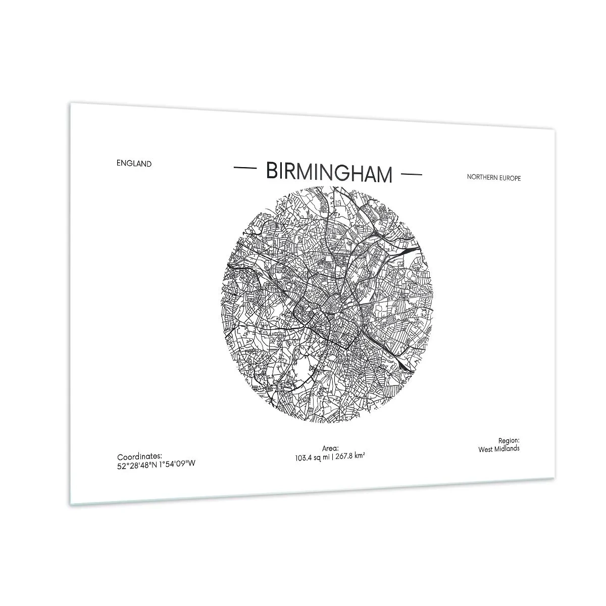 Glastavla - Bild på glas - Birminghams anatomi - 100x70 cm