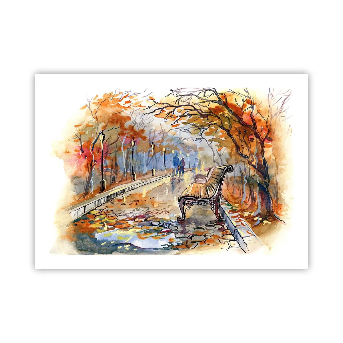 Affisch - Vandra tillsammans mot hösten - 70x50 cm