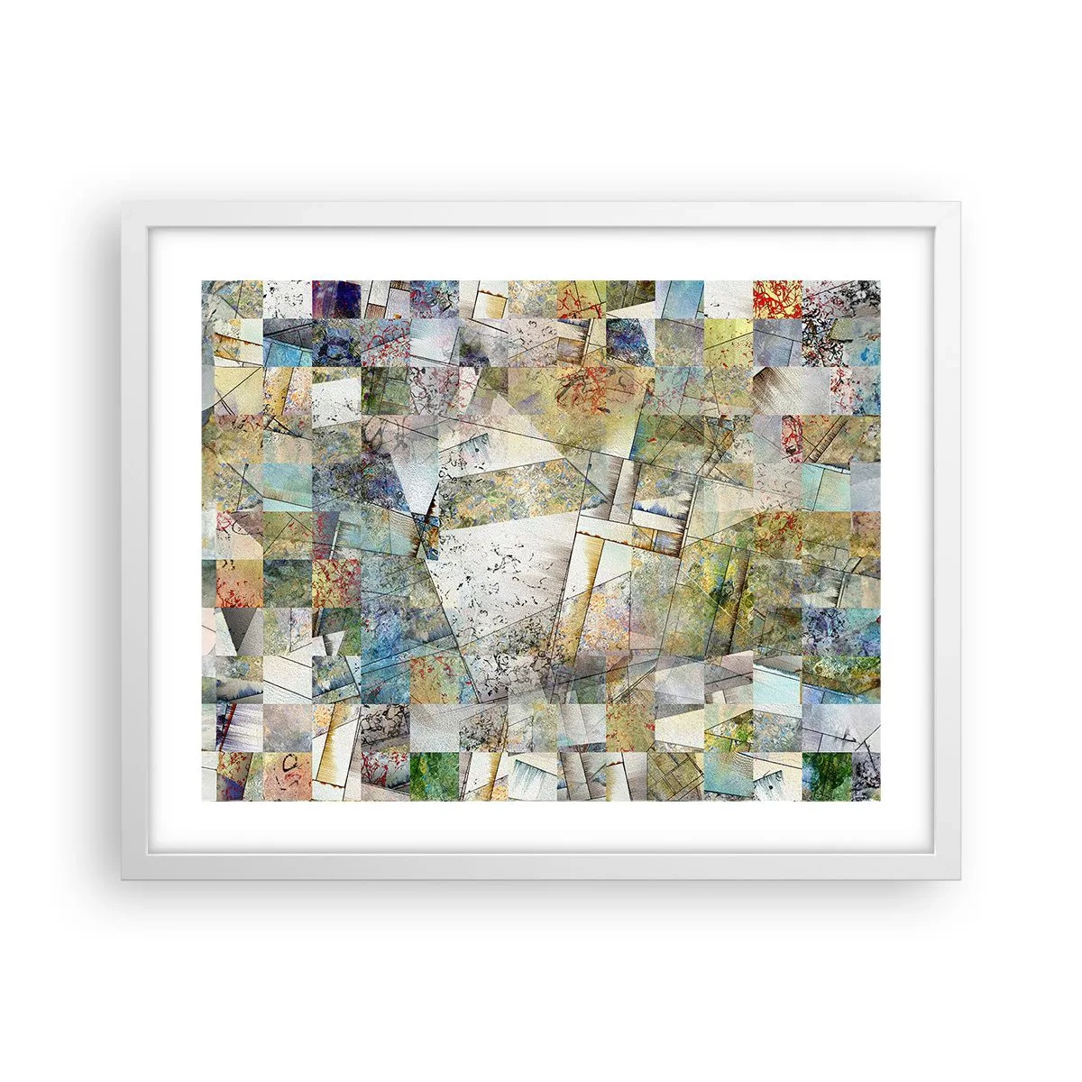 Affisch i vit ram - Geometrisk omblandning - 50x40 cm