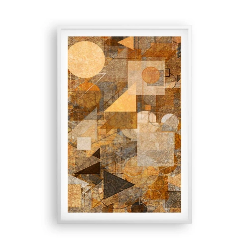 Affisch i vit ram - Kubistisk studie i brun - 61x91 cm