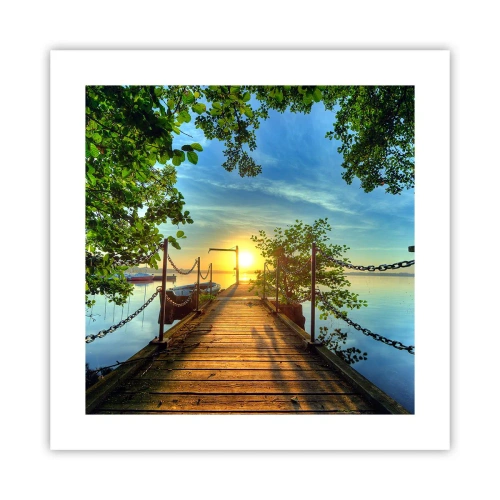 Affisch - Solnedgång vid vatten - 40x40 cm