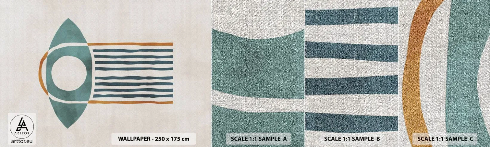 Provbit av fototapet Premium Canvas - Tecken och ritualer - Boho, Öga, Minimalism - 100x30 cm