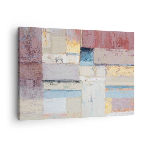 Canvastavla - Bild på duk - Geometrisk komposition i pastellfärger - 70x50cm - Geometrins lugn - Modern väggdekoration för vardagsrum och sovrum ARTTOR