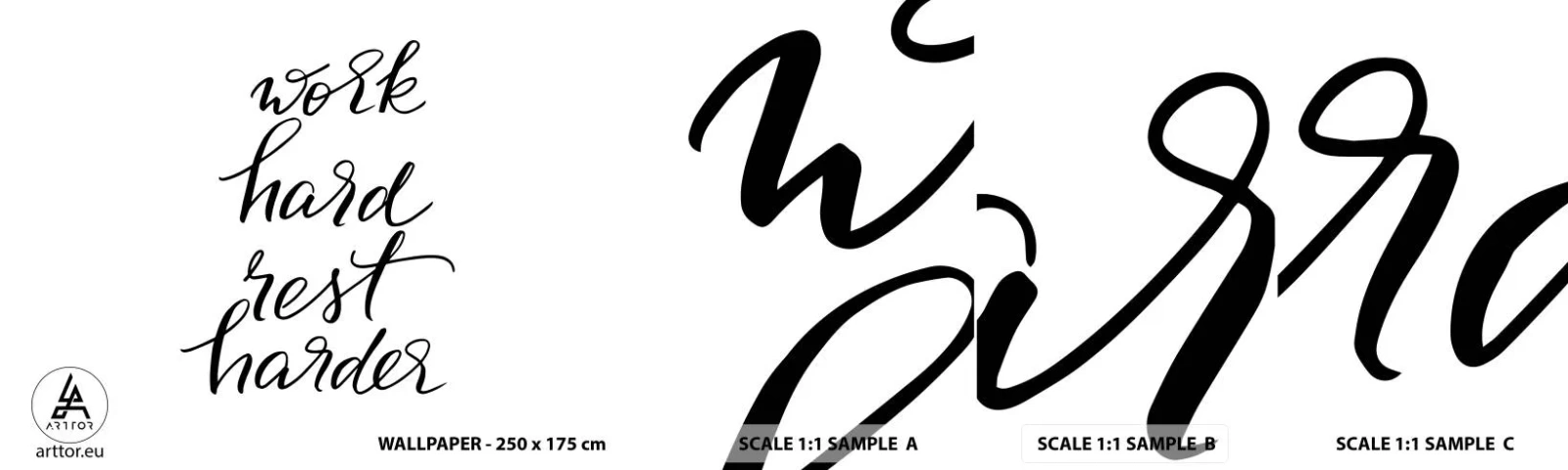 Provbit av självhäftande fototapet Deluxe Sticker - Livsbalans - Typografi, Bekräftelse, Maxim - 100x30 cm