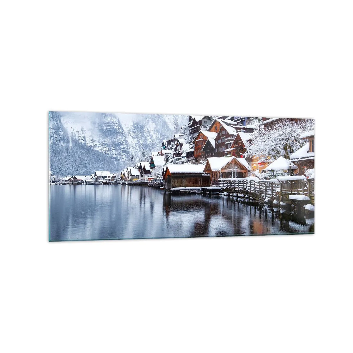 Glastavla - Bild på glas - I vinterns dräkt - 120x50 cm