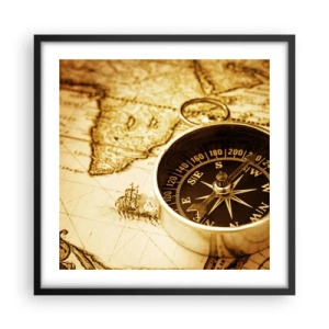 Affisch i svart ram - Västerut eller österut? - 50x50 cm