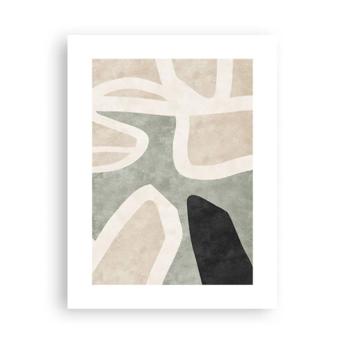 Affisch - Komposition med svart motiv - 30x40 cm