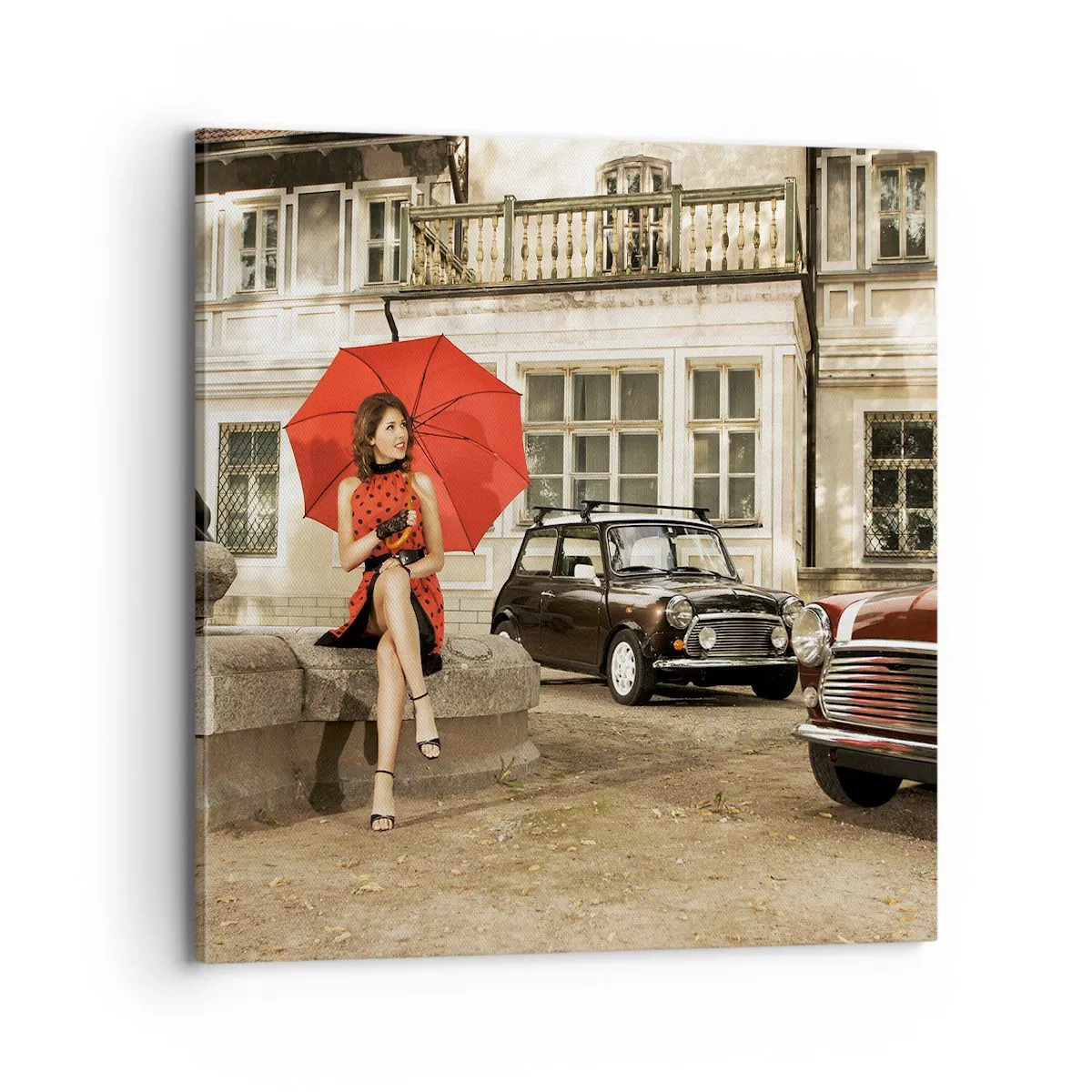 Canvastavla - Bild på duk - Sentimental miniresa - 70x70 cm