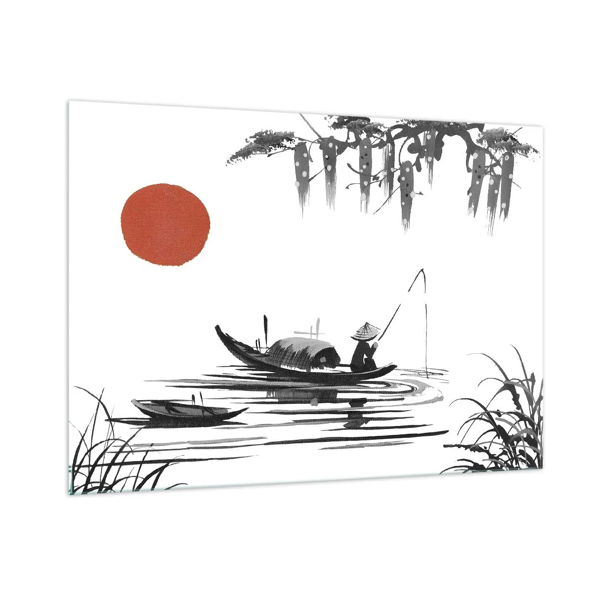 Glastavla - Bild på glas - Asiatisk eftermiddag - 100x70 cm