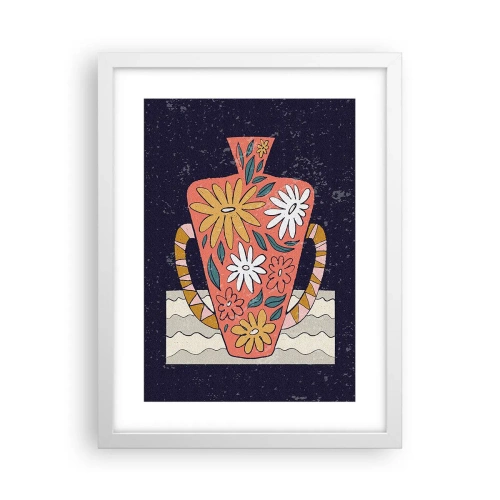 Affisch i vit ram - Målad kanna - 30x40 cm