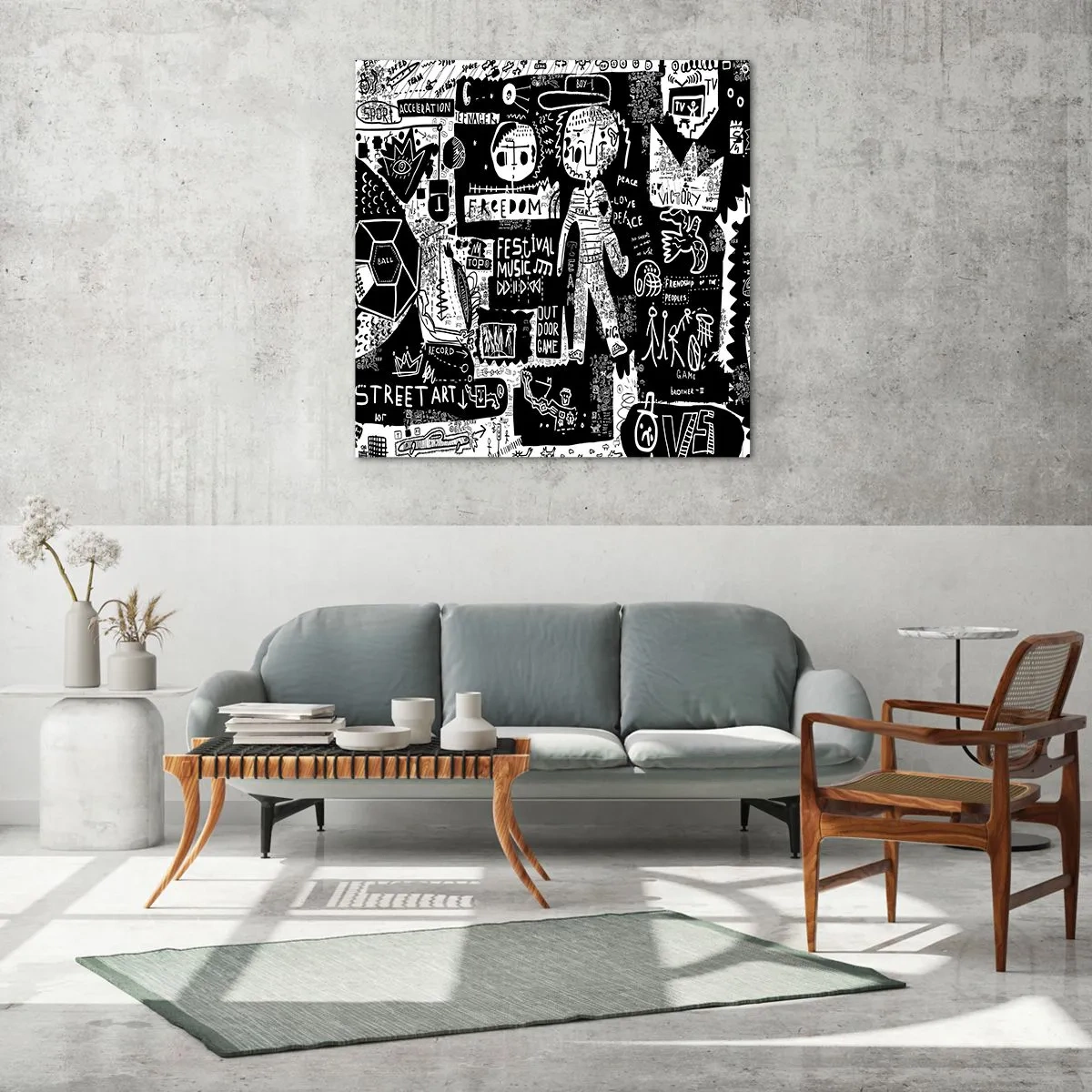 Glastavla - Bild på glas - Unga själens rättigheter och glädje - 70x70 cm