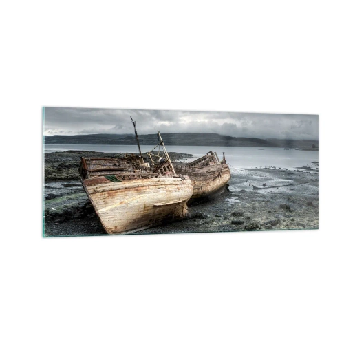 Glastavla - Bild på glas - "Bemött svårigheterna med värdighet" - 100x40 cm