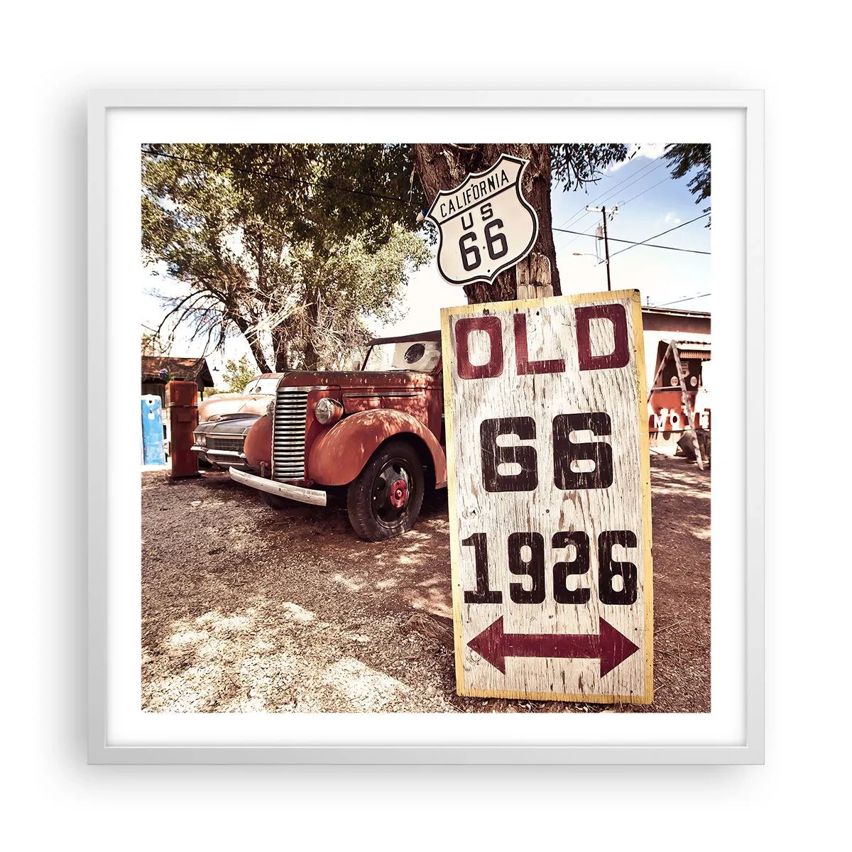 Affisch i vit ram - Amerikanska provinsens legend - 60x60 cm