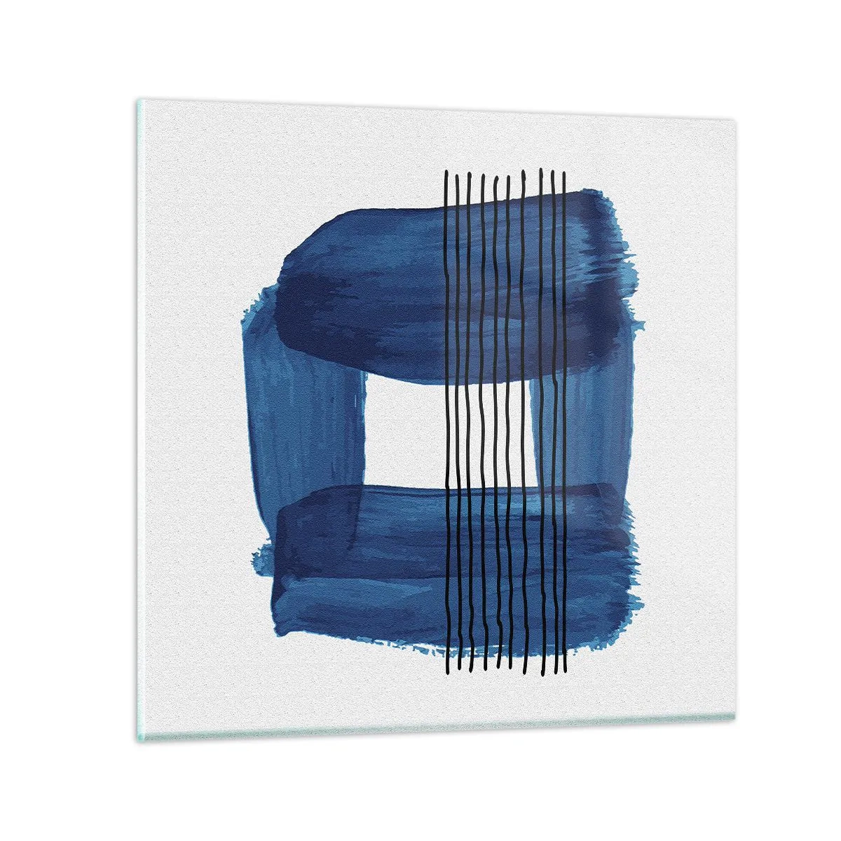 Glastavla - Bild på glas - Svart-blå komposition - 30x30 cm