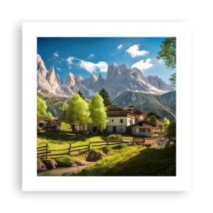 Affisch - Alpin idyll - 40x40 cm
