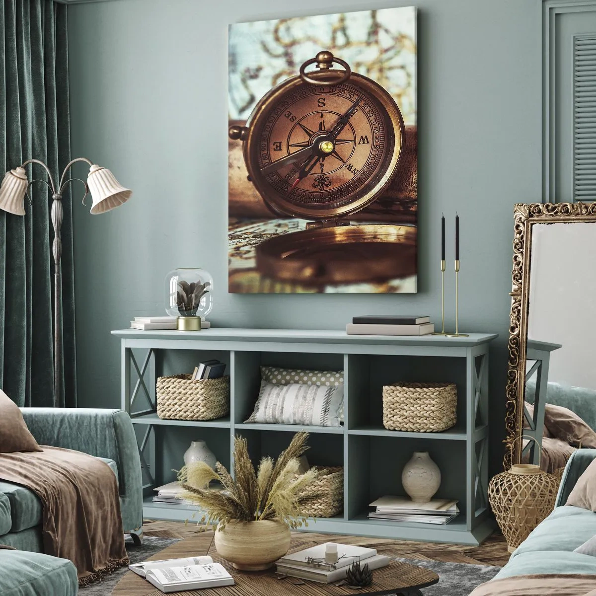 Canvastavla - Bild på duk - Piratäventyret i Karibien väntar - 45x80 cm