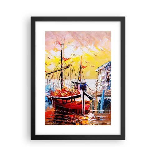 Affisch i svart ram - Lycklig återresa - 30x40 cm
