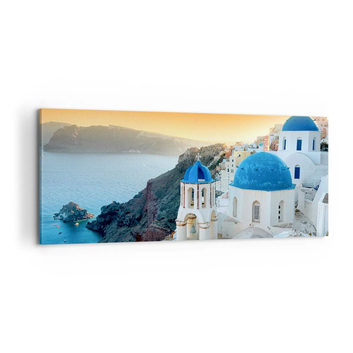 Canvastavla - Bild på duk - Santorini - inbäddat i berg - 100x40 cm