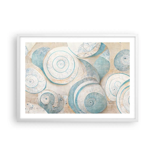 Affisch i vit ram - Vad döljer musslan? - 70x50 cm