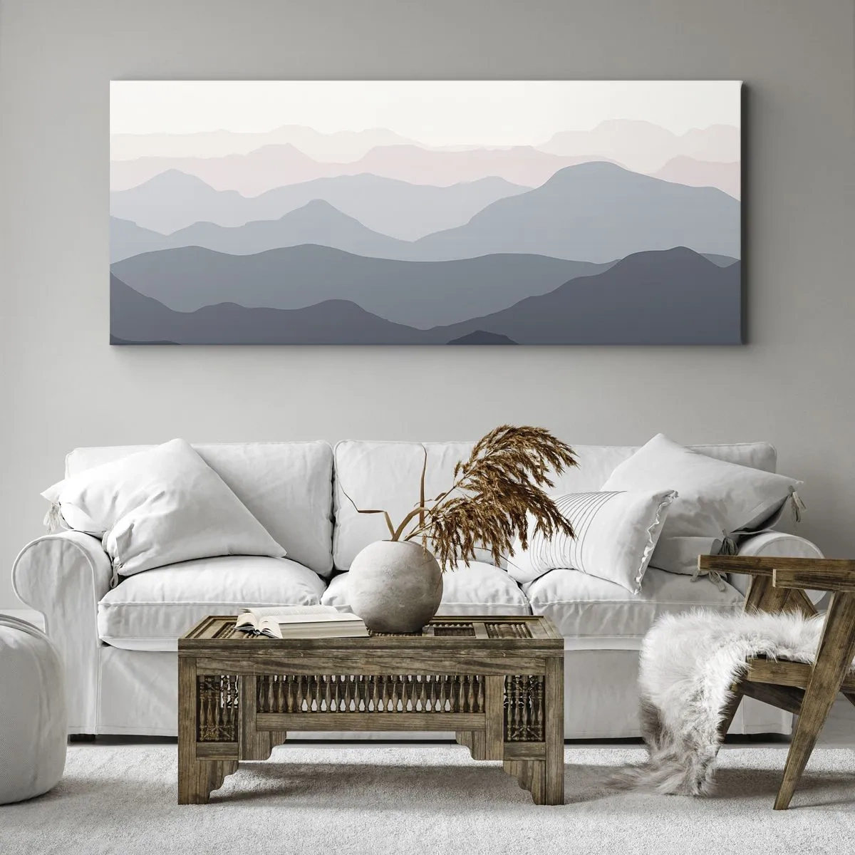 Canvastavla - Bild på duk - Fjällens vågor - 100x40 cm