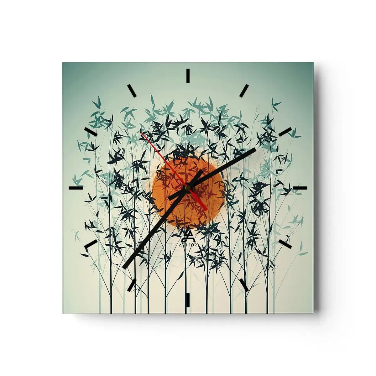 Väggklocka - Klocka på glas - Japansk sol - 30x30 cm