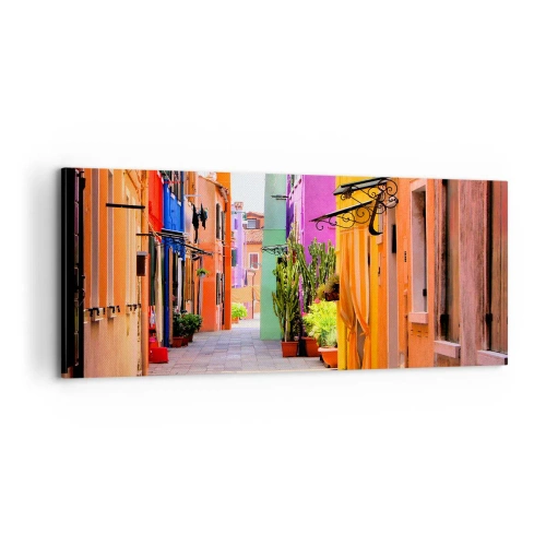 Canvastavla - Bild på duk - Regnbågsgränd - 100x40 cm
