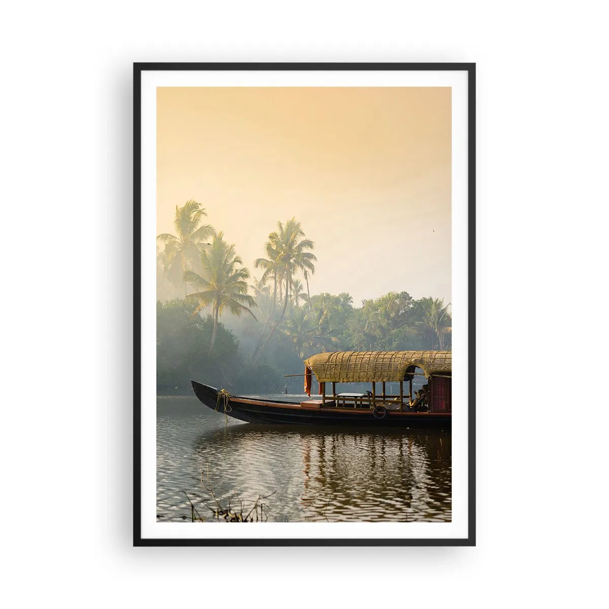 Affisch i svart ram - Hus på floden - 70x100 cm