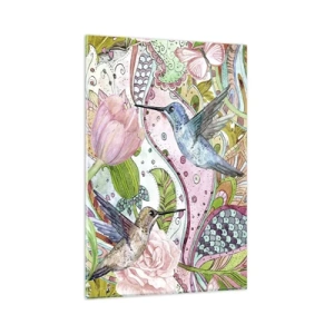 Glastavla - Bild på glas - Inbäddade i klätterväxter - 80x120 cm