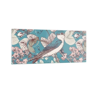 Glastavla - Bild på glas - Japansk svala - 100x40 cm